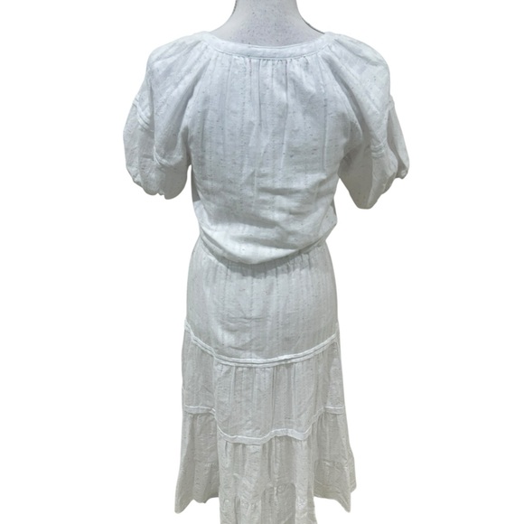 Betsey Johnson White Tiered V-Neck Midi Dress with Puff Sleeves size small - Picture 6 of 11